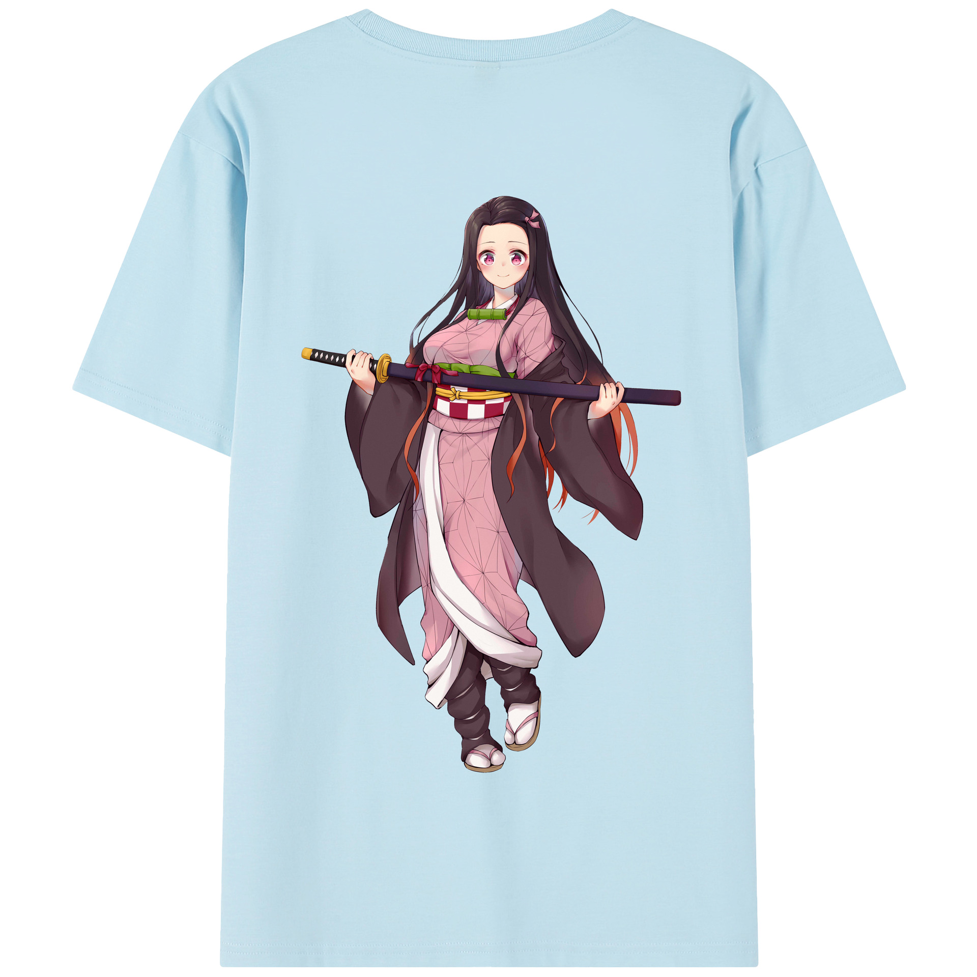 （画像用） 鬼滅の刃（きめつのやいば）竈門 禰󠄀豆子／かまど ねずこ Kamado Nezuko 綿100％半袖Tシャツ（背面プリント）